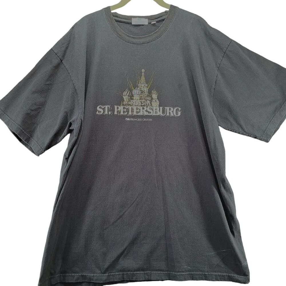 Princess Cruise Mens T-Shirt Black Size XXXL 100% Cotton St. Petersburg Imperfec